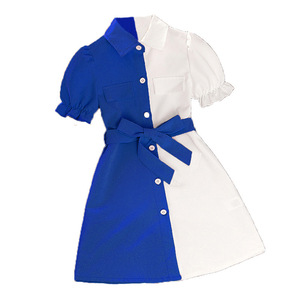 Robe d'été pour filles, style européen, col rond, manches à volants et <span class=keywords><strong>jupe</strong></span> mi-longue, nouveau style - Product Image 5