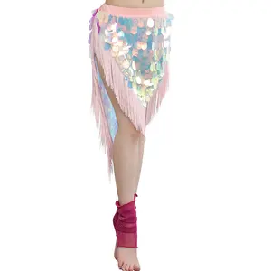 आकर्षक बच्चे गुलाबी अटल बिहारी रंग मरमेड सेक्विन त्रिकोण स्कर्ट पेट नृत्य के लिए