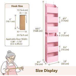 Over The Door Organizer 6 <b>Shelf</b> Detachable Storage With 8 Pockets Waterproof Anti Tilt For Behind Door Use - Product Image 3