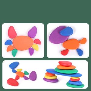 Giocattolo educativo Montessori in pietra impilata bilanciata in legno arcobaleno colorato blocco di costruzione arcobaleno stile nordico giocattoli in legno per bambino - Product Image 4