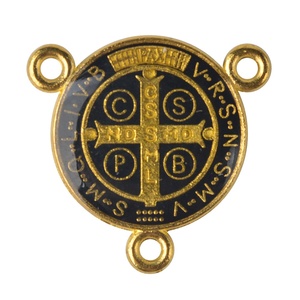 Medalla Religiosa de San Benito de 17 mm, Colgante con 3 Orificios en el Centro, Metal Dorado Multicolor, Aleación de Zinc, Joyería, Amuleto - Product Image 4
