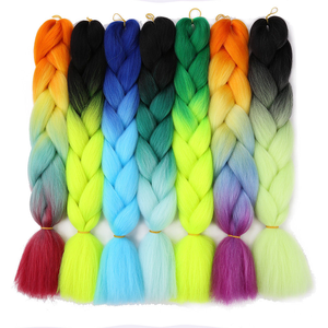Offre Spéciale Tresses Jumbo Ombrées 24" 26" <span class=keywords><strong>Fibre</strong></span> Yaki Résistante à la Chaleur Cheveux Synthétiques Lisses Soyeux Extensions de Cheveux pour Tressage <span class=keywords><strong>Vente</strong></span> en Gros - Product Image 6