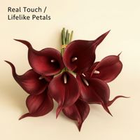 YOPIN-5713 Fleurs artificielles de lys calla bordeaux, toucher réel, pour décoration de mariage