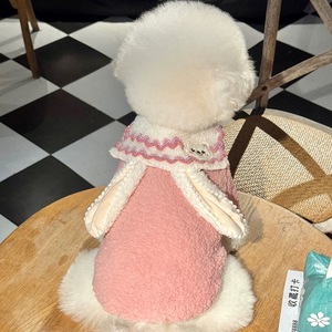Pink Cute Pet Autumn Winter Lovers <strong>Clothes</strong> with Cute <strong>Rabbit</strong> Ear - Product Image 6