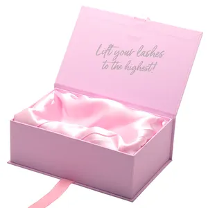 Caixa de embalagem personalizada de gloss de lábio, caixa de embalagem personalizada de cosméticos rosa de luxo para maquiagem, conjunto de caixa de presente