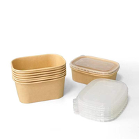 Boîte à lunch rectangulaire en papier kraft écologique, jetable, rigide, de qualité alimentaire, résistante à la graisse, pour sushis, nouilles, chips de pommes de terre
