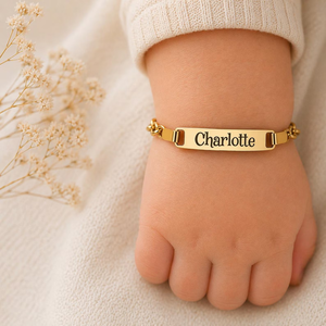 Bracelet personnalisé avec nom, chaîne <span class=keywords><strong>en</strong></span> acier inoxydable plaqué <span class=keywords><strong>or</strong></span>, bijoux tendance, cadeau pour enfants, bracelet à barre avec gravure de lettres - Product Image 1