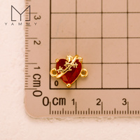 Pendentif en cristal délicat Yammy YYS035 pour femmes, joli connecteur en forme de cœur sacré, fabrication de collier, bracelet, charme en or 18 carats pour cadeau