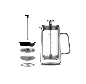 <span class=keywords><strong>Cafetera</strong></span> de vidrio de borosilicato de doble pared de colores personalizable, elaboración casera clásica, patrones artísticos verticales, función de espuma de <span class=keywords><strong>leche</strong></span> - Product Image 6