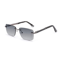 Lunettes de soleil polarisées sans monture carrées, monture en métal doré, style rétro hip-hop, lunettes de luxe