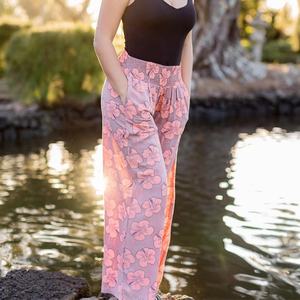 Pantalon ample à plis en rayonne pré-lavée personnalisé, imprimé hawaïen, de haute qualité, pour femmes - Product Image 3