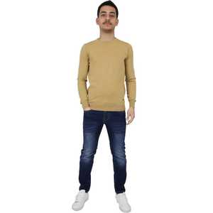 Suéter de Punto para Hombre, Color Camel, Manga Larga, Cuello Redondo, Estilo Casual - Product Image 1