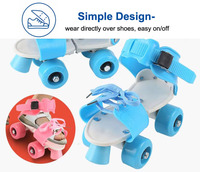 Patins à roulettes réglables à quatre roues en PVC pour l'extérieur, pour débutants, enfants, bébés, semelle en PP, roues de 16 à 21 cm
