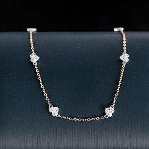 Pulsera de corazón de oro macizo de 10K, 14K, 18K, pulsera de corazón pequeño, pulsera de diamantes de laboratorio pavimentada de doble cara, regalo de hermana de la suerte - Product Image 4