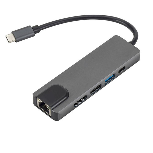 High Quality 5 1 Multi-function Power Delivery Fast Charger USB 3.0 Ports Aluminum Alloy Docking Station Adapter USB-C Hub Stock