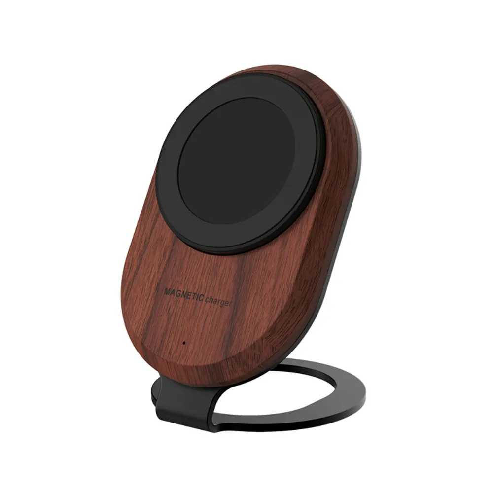 2023 new electronics products Wooden Magnetic Wireless Charger For Phone Wireless Charger 15W Fast Charging With alloy stand