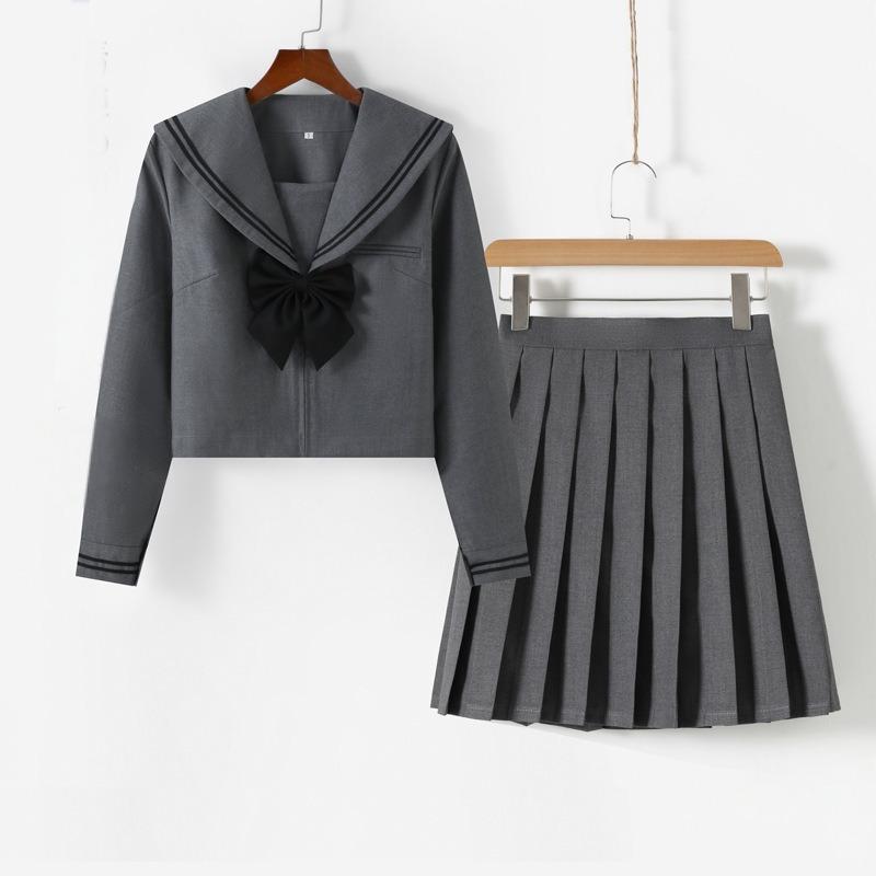 Grey Long-sleeved Top + Short Skirt