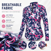 Hauts de performance pour femmes en coton à demi-zip et manches longues, coupe ajustée, antibactériens, sans coutures, 4 couleurs unies, impression personnalisée