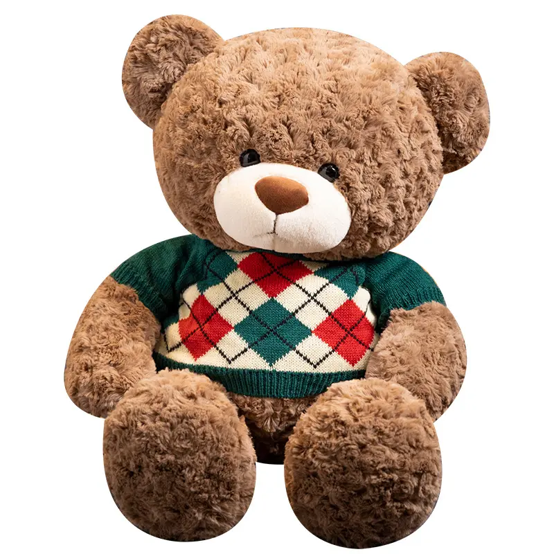 Urso de pelúcia grande e gigante, brinquedo de pelúcia com camiseta e roupas, urso de pelúcia com suéter, animal de pelúcia unissex 45cm-90cm