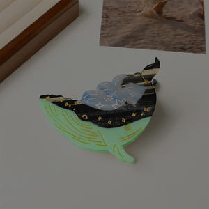 QianJin Personalizado Acetato Bonito Avançado Acessórios Do Cabelo Para As Mulheres Luminosa Nuvem de Cabelo Baleia Garra Clipes - Product Image 4