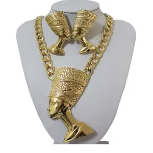 Set di collana in lega con simbolo di potere nobile faraone egiziano di gioielli esagerati