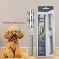 Rasoir professionnel pour toilettage d'animaux, peigne en plastique pour chiens et chats avec 2 lames métalliques pour un toilettage sûr, accessoires pour animaux de compagnie