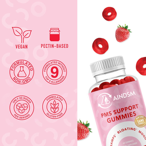 Ventes en gros de gommes vitaminées PMS végétaliennes pour femmes, gommes pour les douleurs menstruelles pour soutenir l'équilibre hormonal et soulager les crampes - Product Image 5