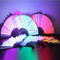 Ventilador LED Luminoso de Discoteca, Ventilador Plegable de Colores, Ambiente de Bar y Discoteca, Ventilador de Tela de Seda Fluorescente Luminoso