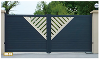 Mécanisme coulissant de portail à cantilever en alliage d'aluminium, portail pliant automatique noir mat pour maisons, centres commerciaux, conception de piliers en béton