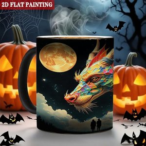 Taza Mágica Redonda Clásica de 11 oz, Cerámica Negra Esmerilada, Taza de Té que Cambia de Color con el Calor - Product Image 6