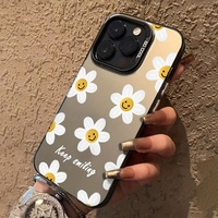 Coque de Téléphone en TPU à Motif Os de Main Dessin Animé pour iPhone 11 12 13 Pro Max 14 Pro Max 15 avec Fleurs