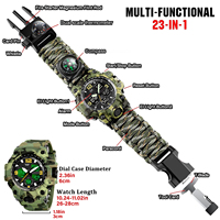 Reloj de Supervivencia Táctico Multifuncional 23 en 1 para Exteriores, Reloj de Pulsera para Escalada en Roca, con Brújula, Termómetro, para Hombre
