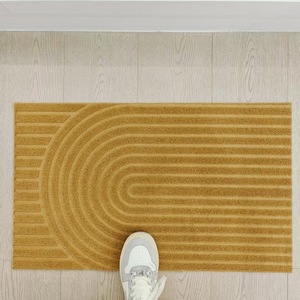 Coir Door Mat Machine Made Rectangle Striped Non-Slip Rubber Backing Modern <b>Thin</b> 0.2-0.4 in Spot Clean - Product Image 1