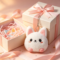 Porte-clés en peluche lapin rond et moelleux OEM ODM, pendentif de sac en peluche douce, porte-clés jouet en peluche personnalisé pour enfants, souvenir