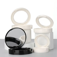 OMI Blanc et Noir Étui à poudre compact Blush vide rond personnalisé avec fond de teint miroir