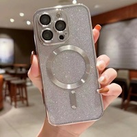 Vente chaude Placage Paillettes Diamant Lentille protection Magnétique PC TPU Téléphone étui pour iphone 15 pro14Plus 11 12Pro Max 13