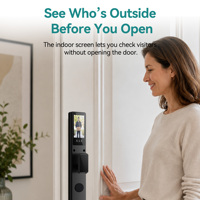 Serrure Intelligente WiFi SJJ Entièrement Automatique avec Reconnaissance Faciale, Capteur de Veine Palméenne, Caméra de Visiophone, Interphone Vidéo, Déverrouillage à Distance pour Porte en Bois, Application Cloud Tuya