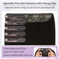Extensions de cheveux Amygirl en fil de pêche ajustable, 100 % cheveux humains, extensions halo invisibles