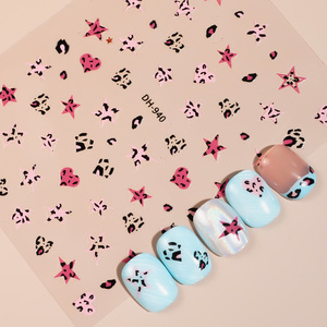 Automne <span class=keywords><strong>hiver</strong></span> léopard étoile coeur ongles autocollants coloré Nail Art décalcomanies auto-adhésif manucure décoration - Product Image 1