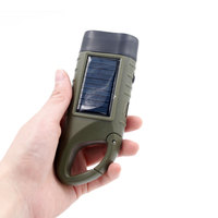 Lampe torche LED d'urgence rechargeable par USB à manivelle solaire, avec mousqueton, power bank, torche de survie pour le camping, la randonnée et les activités de plein air