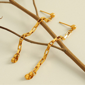 French Style Retro Drop <b>Earrings</b> Gold Plated Chain <b>Tassel</b> Women's Jewelry Party Fashion <b>Earring</b> EH638 - Product Image 3