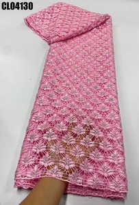 Tela de encaje <span class=keywords><strong>bordado</strong></span> de cordón de <span class=keywords><strong>guipur</strong></span> azul cielo de alta calidad <span class=keywords><strong>con</strong></span> <span class=keywords><strong>piedras</strong></span> para vestidos de novia de Senegal - Product Image 6