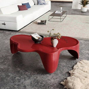 Bướm Bàn cà phê sợi thủy tinh màu đỏ tươi phong cách hiện đại có thể điều chỉnh chiều cao đồ nội thất phòng khách - Product Image 1