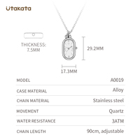 Montre-collier ovale de luxe pour femme, élégante, en acier inoxydable, avec longue chaîne, mouvement à quartz, prête à être expédiée