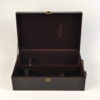 Boîte cadeau pour deux bouteilles de vin en bois recouvert de cuir PU, doublure en velours, fermeture dorée, poignée portable, logo personnalisé, boîte de rangement pour vin de luxe
