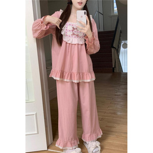 2025 otoñal estilo palaciego pequeño algodón fresco suelto pulloverrufflescasual ropa <span class=keywords><strong>de</strong></span> casa - Product Image 5