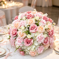Boule de roses artificielles en PU rose, fausse fleur à tenir à la main, centre de table, décoration de cérémonie de mariage écologique