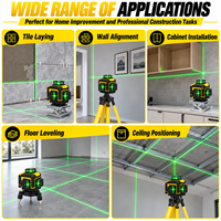 DERUIDA Niveau laser infrarouge industriel extérieur haute précision à ajustement automatique, personnalisé en usine, vert 4D 16 lignes