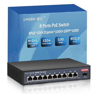 สวิตช์ POE 48V 8พอร์ต100Mbps ที่ไม่มีการจัดการพร้อมอัปลิงค์2กิกะบิตและ1กิกะบิต SFP แหล่งจ่ายไฟสูงสุด135วัตต์สำหรับกล้อง IP - Product Image 1