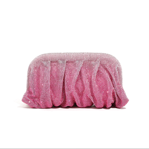 Bolsa feminina rosa dourada da modacom 100 dolarescravejada de cristais brilhantes e strassideal para guardar dinheirocelular e - Product Image 5
